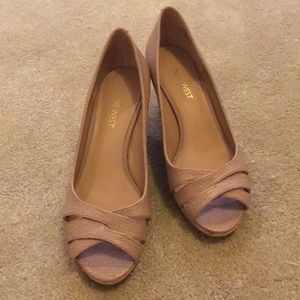 Nine West 7.5/8 Light Brown Open Toe Wedges